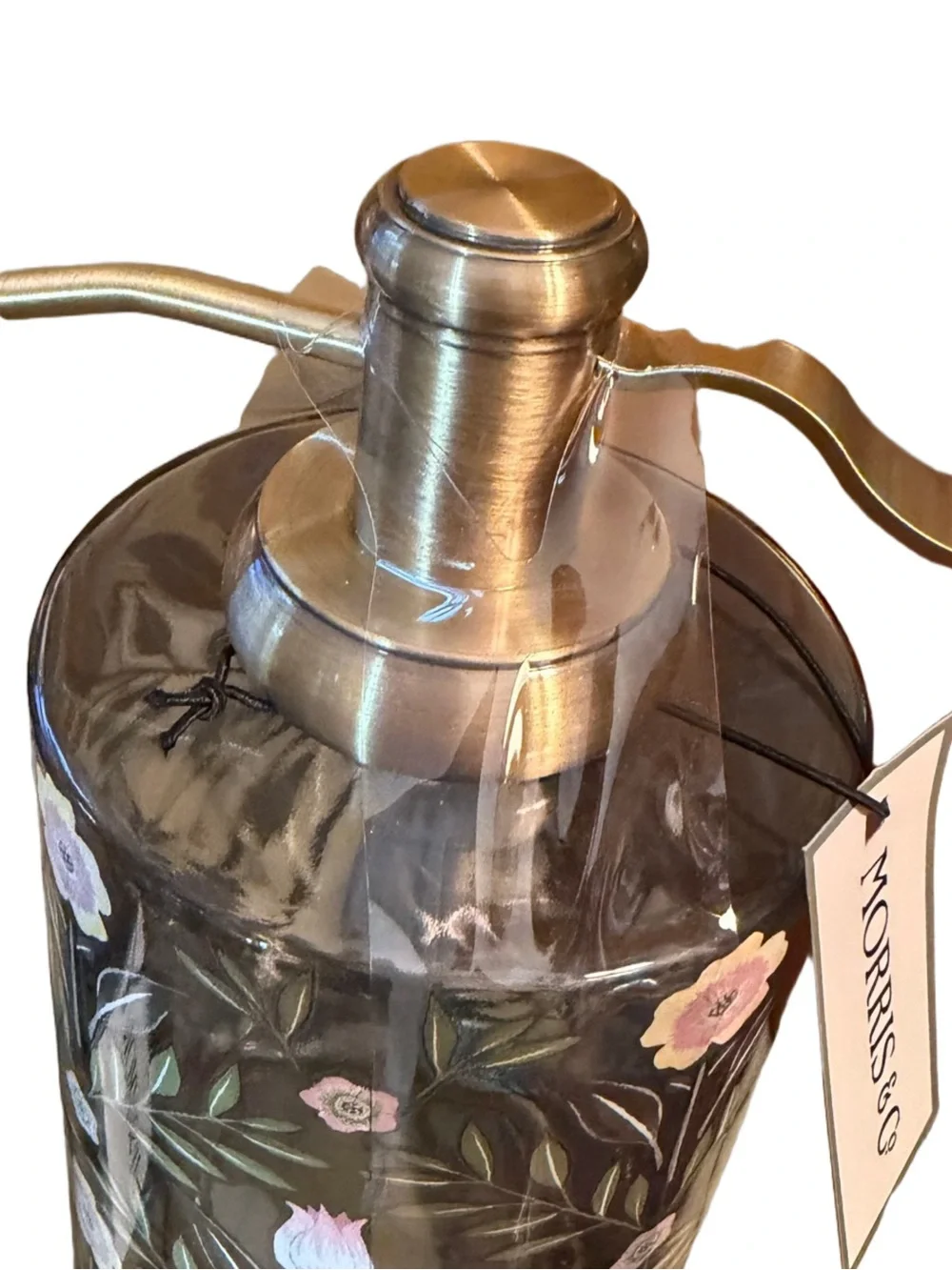 Morris & Co. NWT Woodland Weeds Floral Glass Soap Dispenser & Tumbler Set